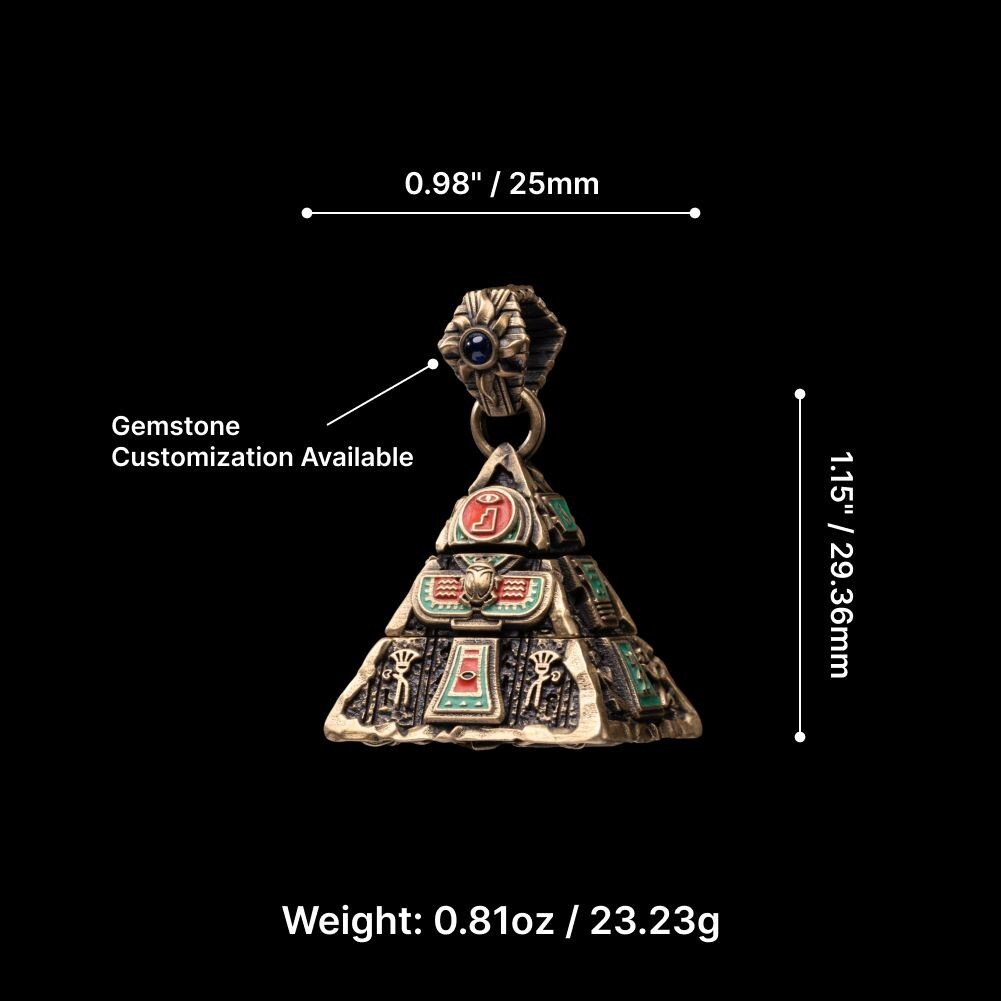 Oracle Pyramid Pendant, Ancient Egypt Jewelry, Eye of Horus Amulet