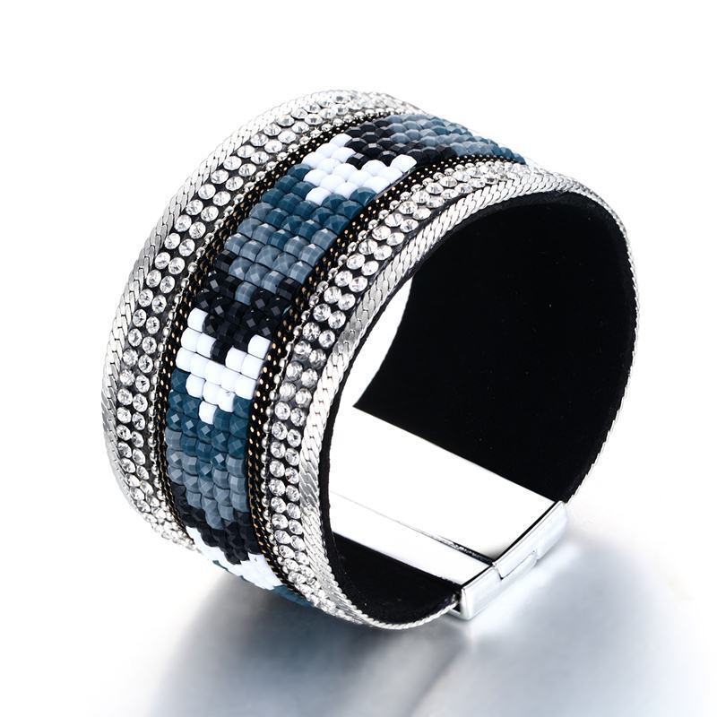 19.5cm Alloy PU Leather Magnet Clasp Band Bohemian Women’s Jewelry Brand New
