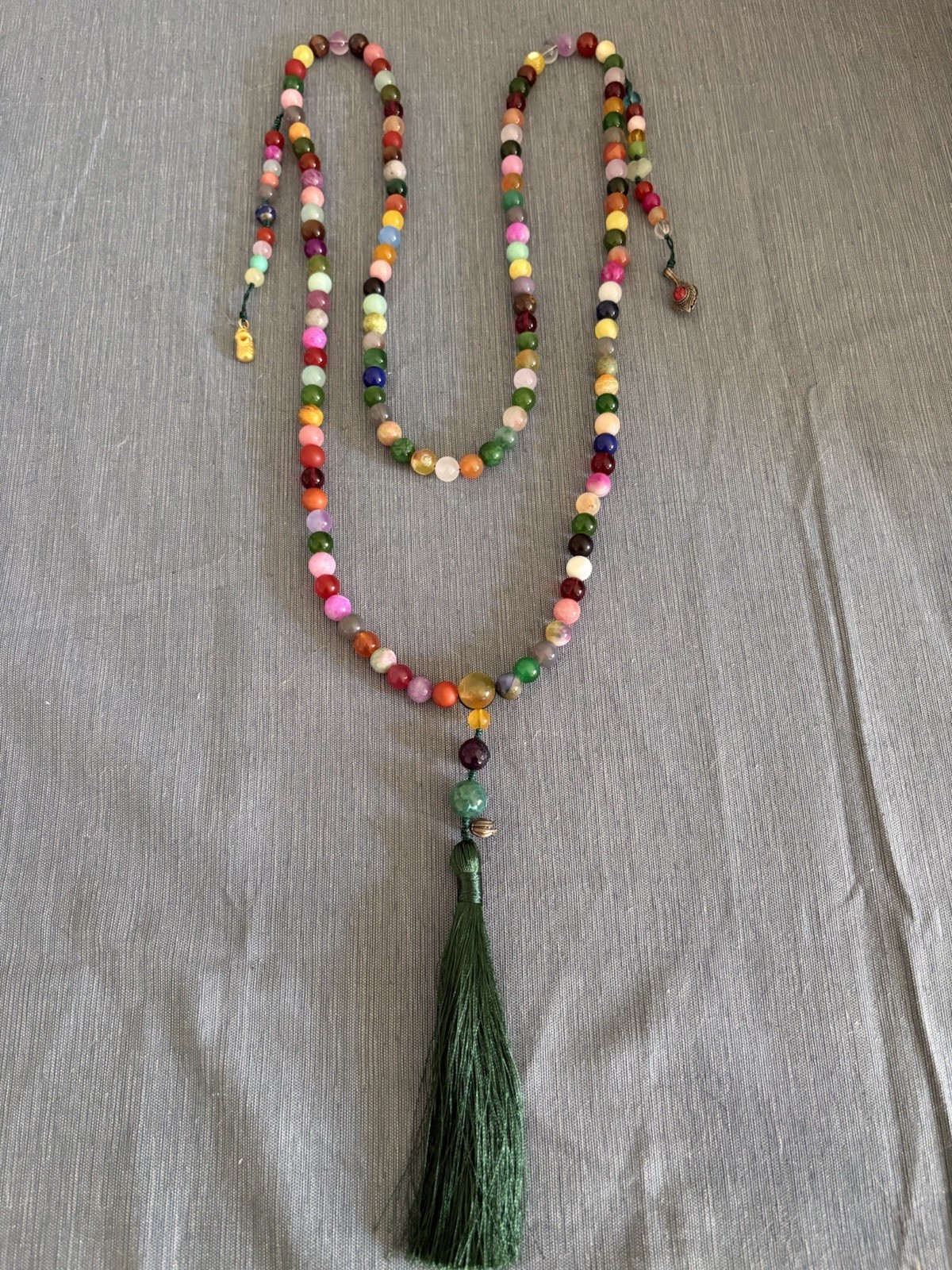 Boho Long Beaded Necklace Multicolor Stone Style Tassel Pendant Statement