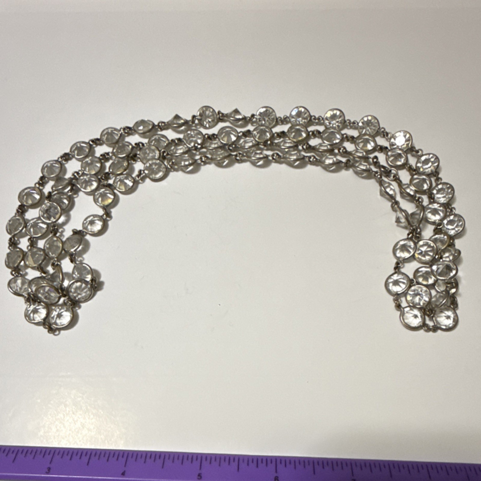Antique Rivière Art Deco Open Back Crystal Clear Necklace
