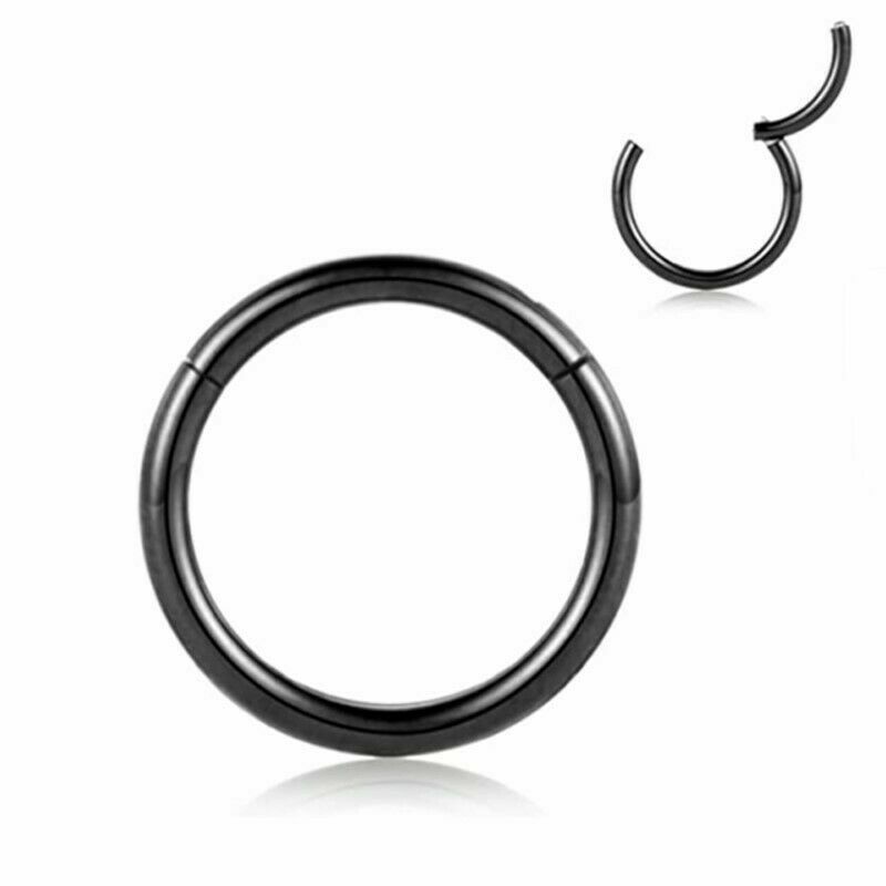 2PC Stainless Steel Segment Hinged Clicker Ear Nose Body Ring Lip Hoop Piercing