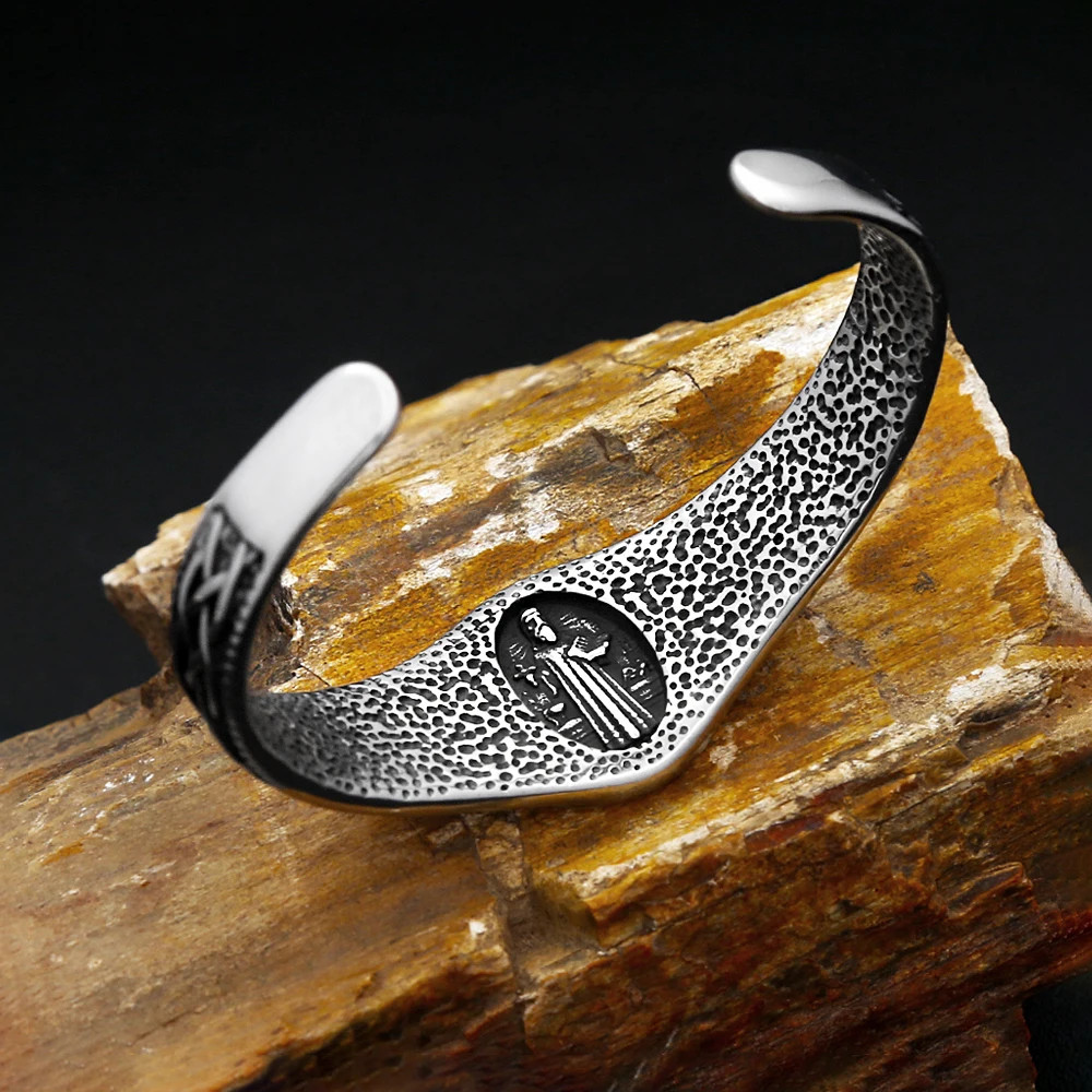 Stainless Steel Cross Open Cuff Bracelet for Men Women Biker Bangle