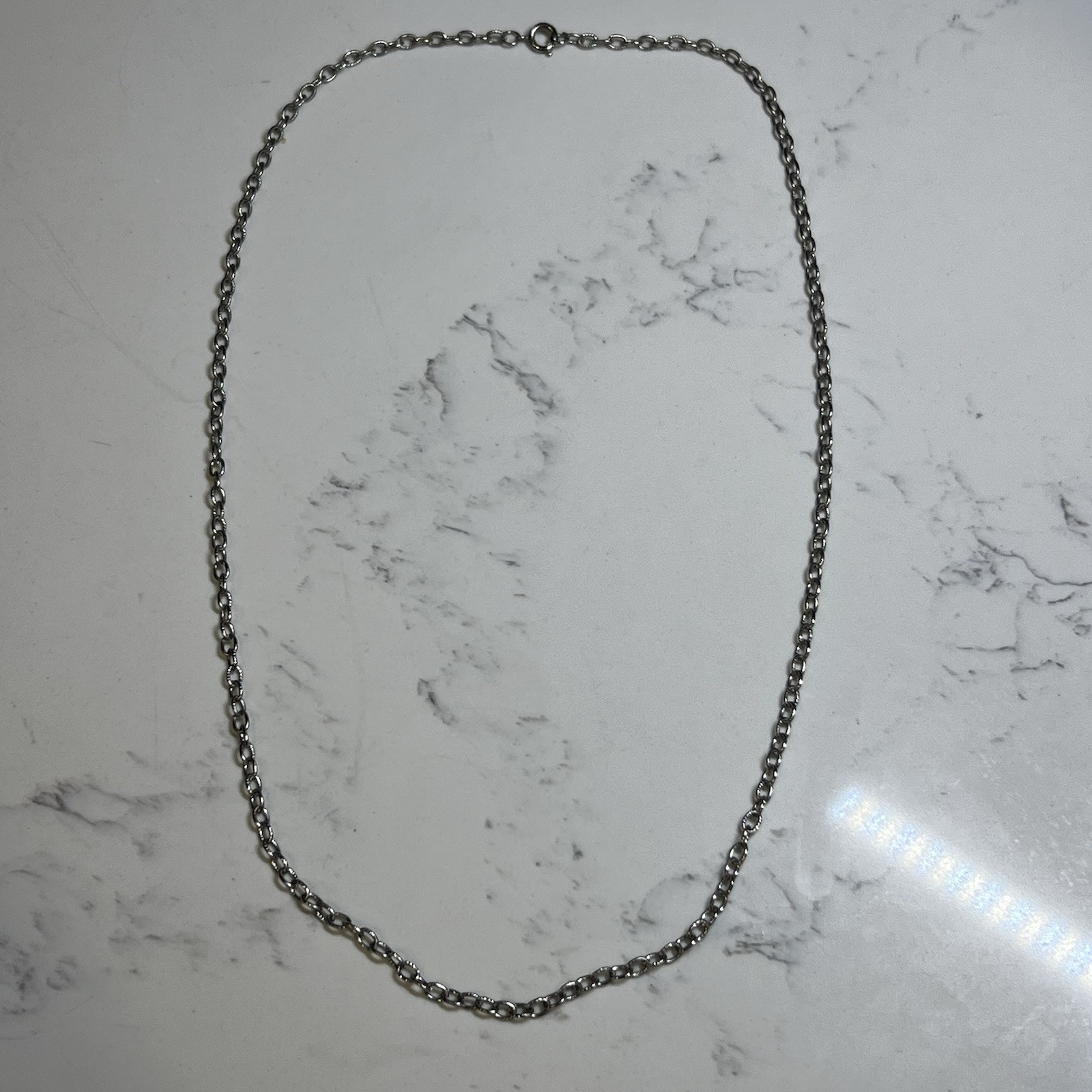 Vintage Silver Tone Chain Necklace 12″ Flat Mariner Anchor