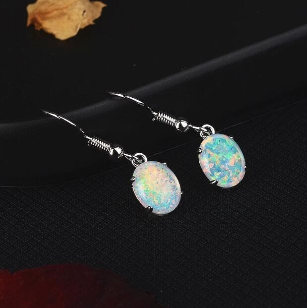 Natural Fire Opal Dangle Earrings Chakra Healing Delicate Women Drop Jewelry