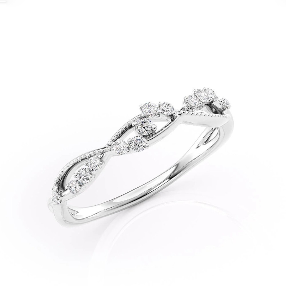 Round Cut Simulated Diamond Women’s Promise Band Ring In 14K White Gold Plated