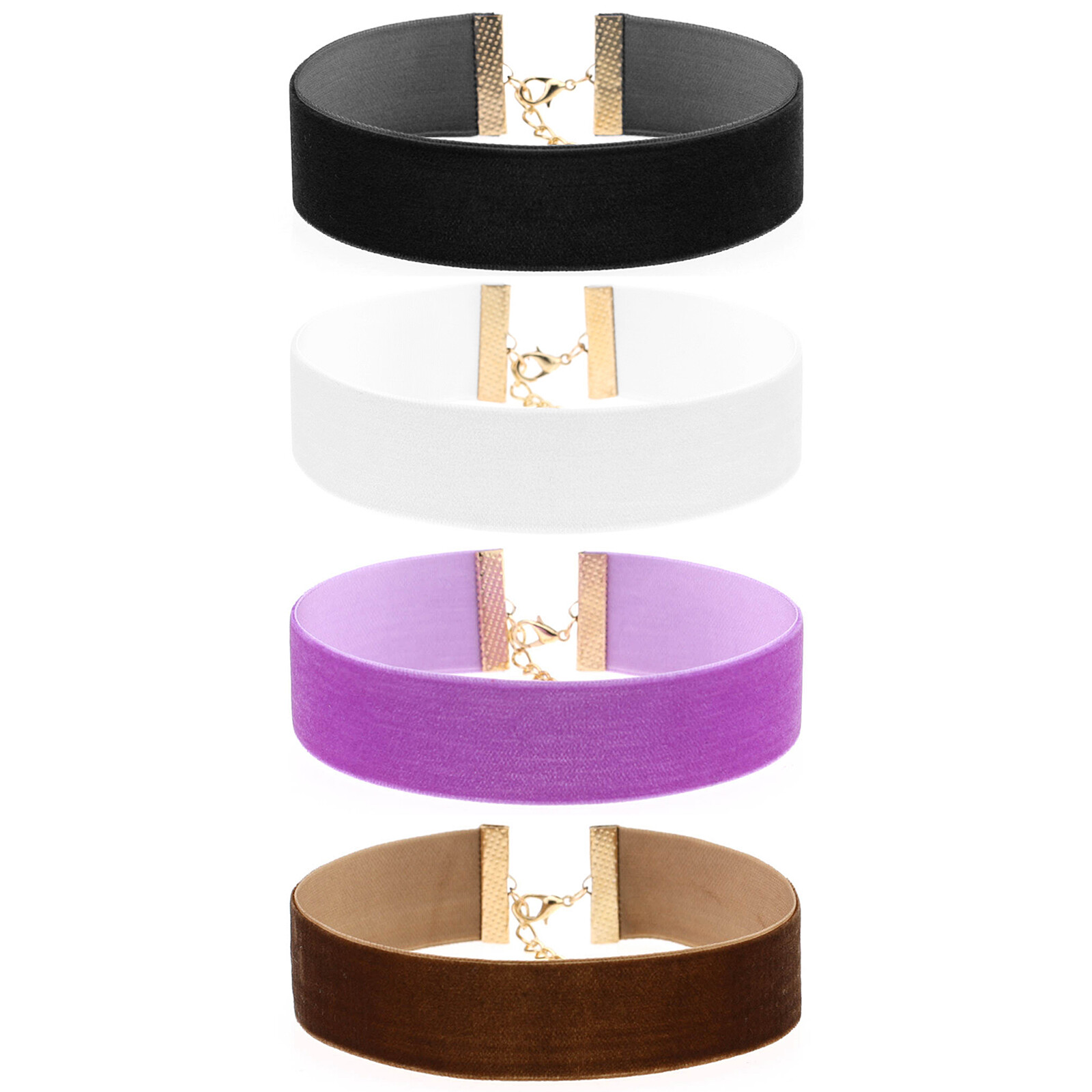 4pcs Women’s Gothic Wide Velvet Choker Retro Ribbon Collar Necklace Adjustable