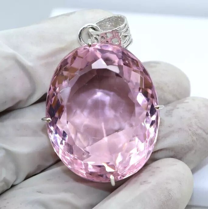 Natural Oval Pink Topaz 925 Solid Sterling Silver 94 Ct Pendant AAA Gemstone