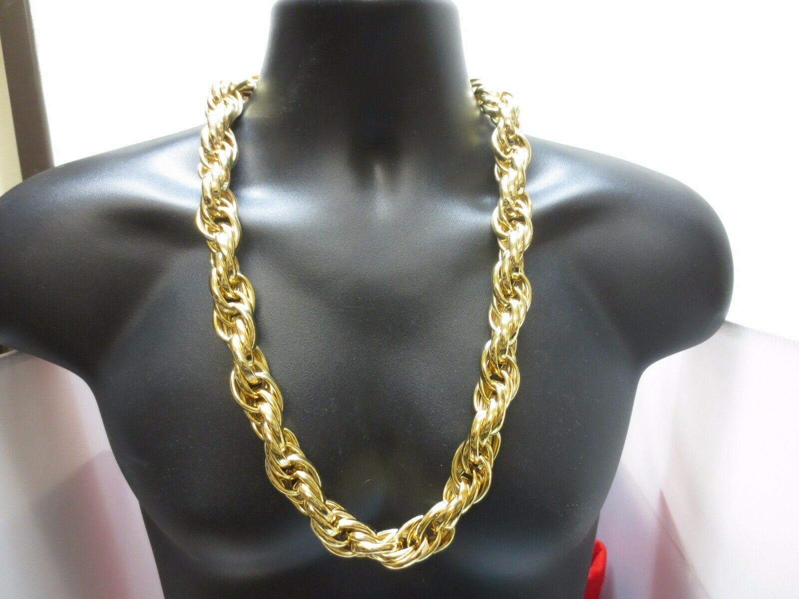 20MM 14KT YELLOW GOLD PLATED 28 INCH RUN DMC BLING BLING ROPE CHAIN NECKLACE