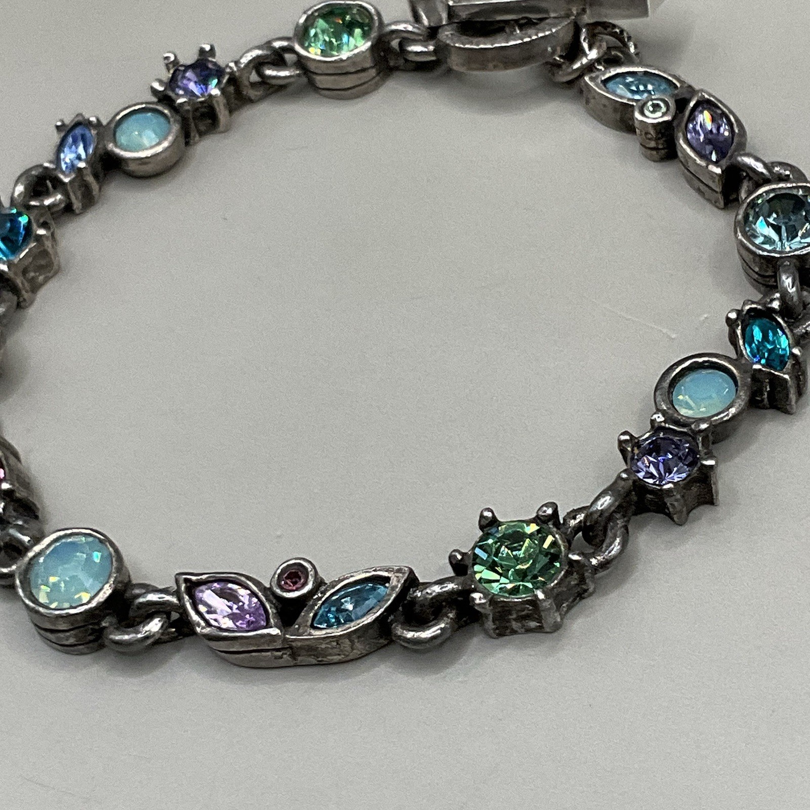 Patricia Locke USA Women’s Bracelet Silver Plated Swarovski Crystals 2004 7.25”