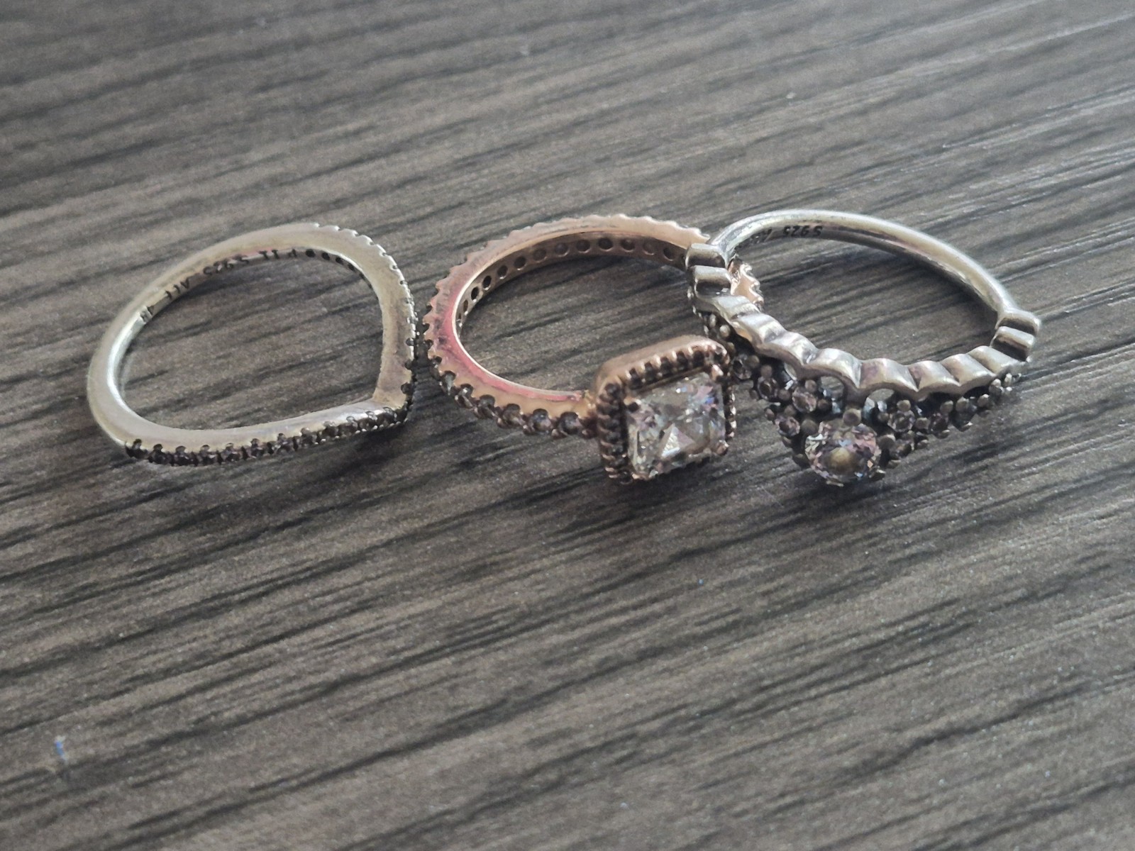 Pandora Ring Lot Of 3 Used Disney Etc Size 4.5