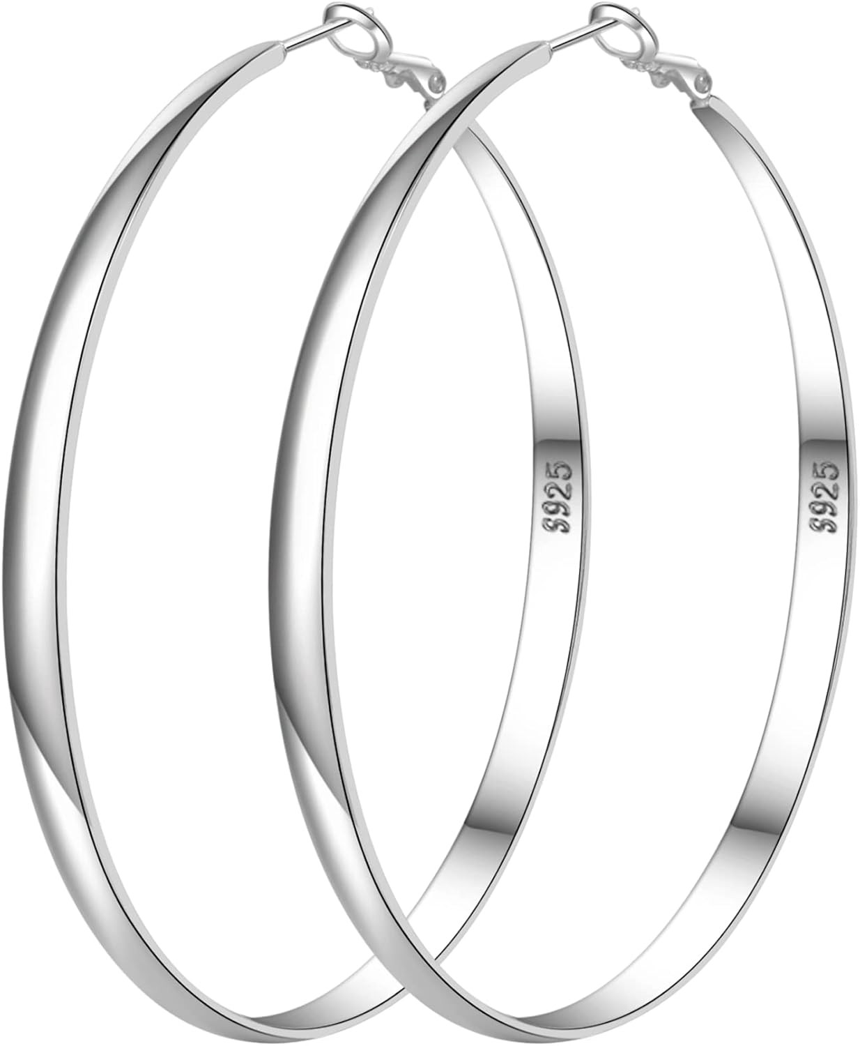 Sterling Silver Hoop Earrings for Women – Large Hypoallergenic Thin Oversize Big