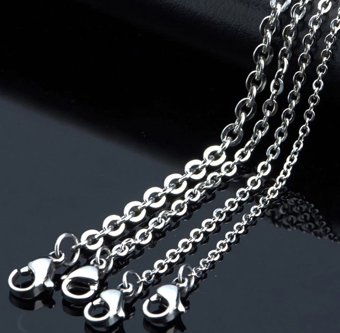 Stainless Steel 23.6 Inch (60 cm) 1.2 mm Oval Link Neck Chain Necklace