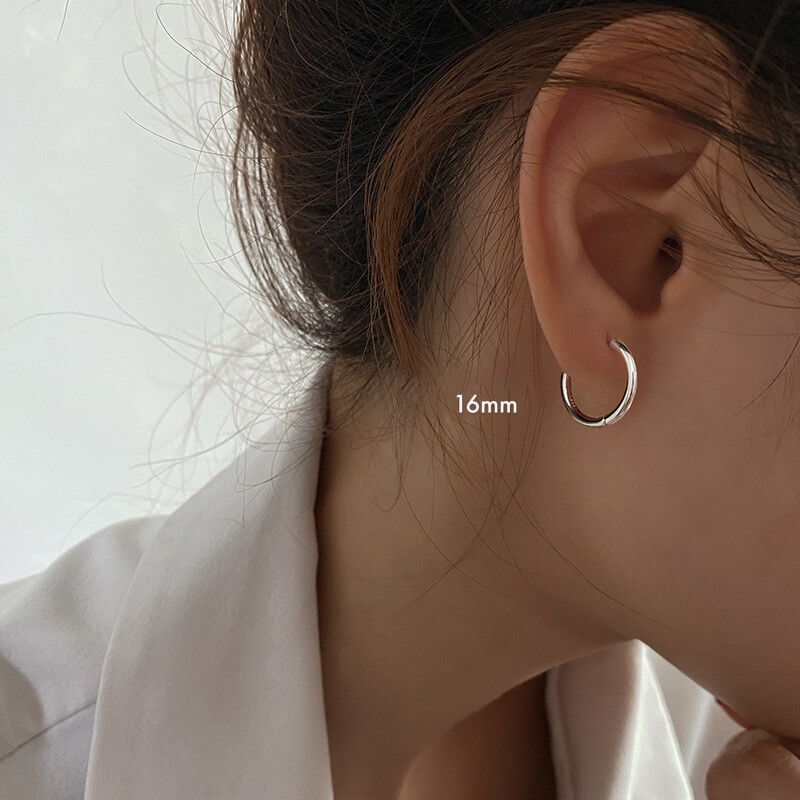 Womens 316L Surgical Steel Round Huggie Hoop Earrings Trendy Jewelry 8-20mm 2Pcs