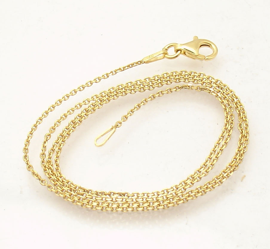 Technibond Cable Link Chain Necklace 14K Yellow Gold Plated 925 Sterling Silver