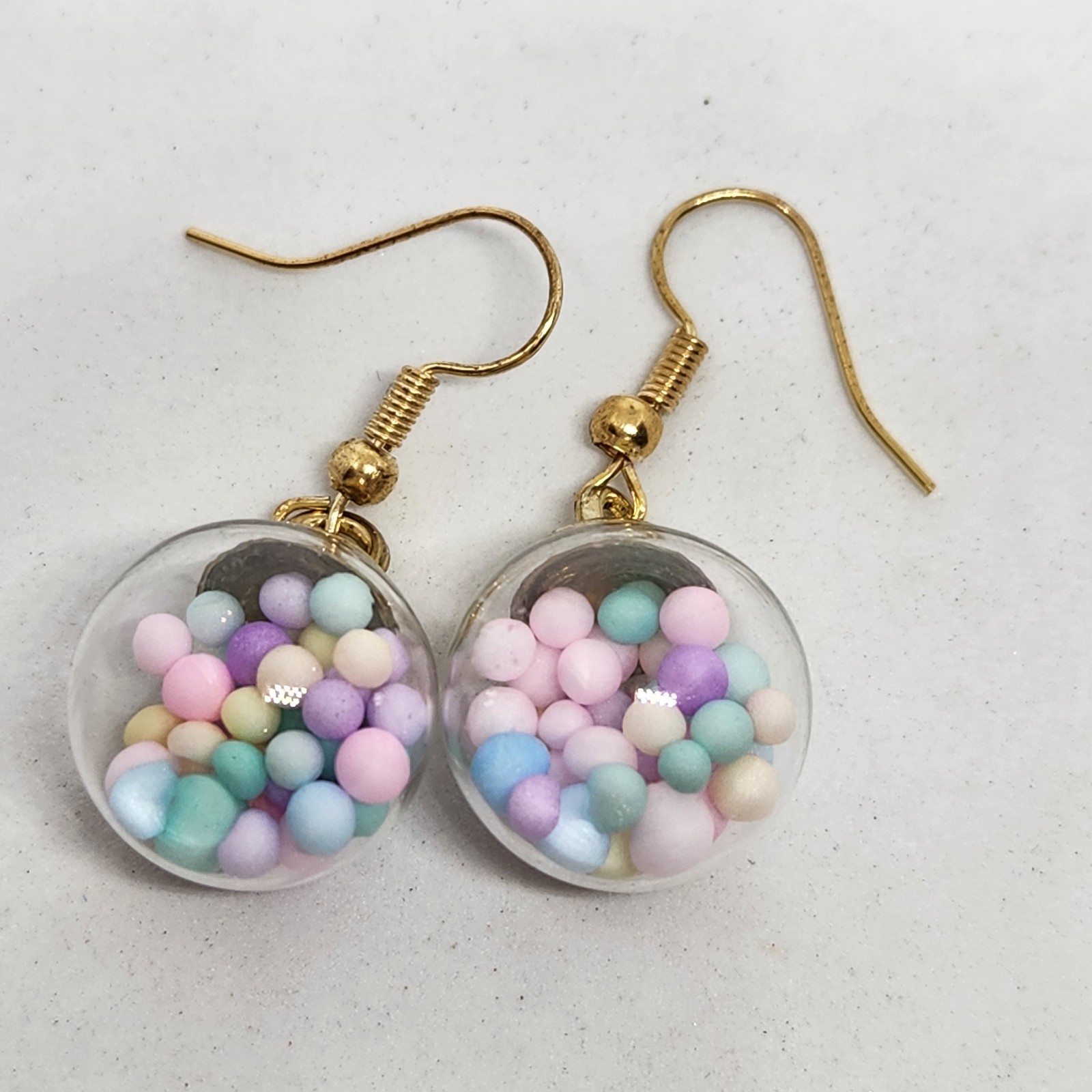 Ornament Ball Bubblegum Party Sphere Earrings Acrylic Hook Dangle Fun Cute Gift