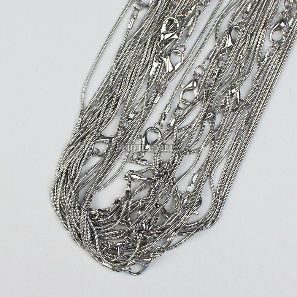 5pcs Silver / Gold Color 1.2mm Snake Chain Necklaces for Women 16″ 18″ 20″ 24″