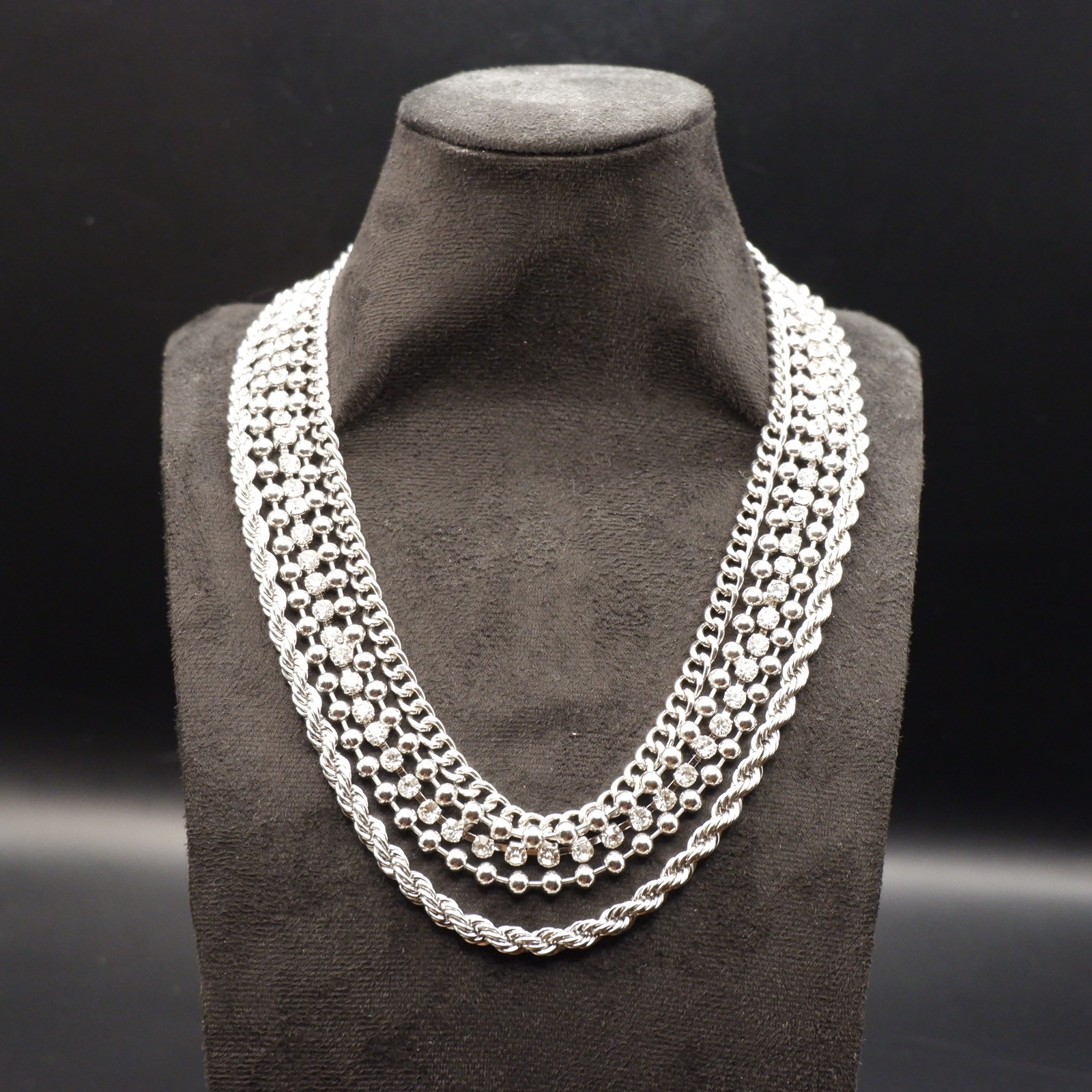 Butler & Wilson Multi Strand Necklace Silver Tone Signed Branded Rare