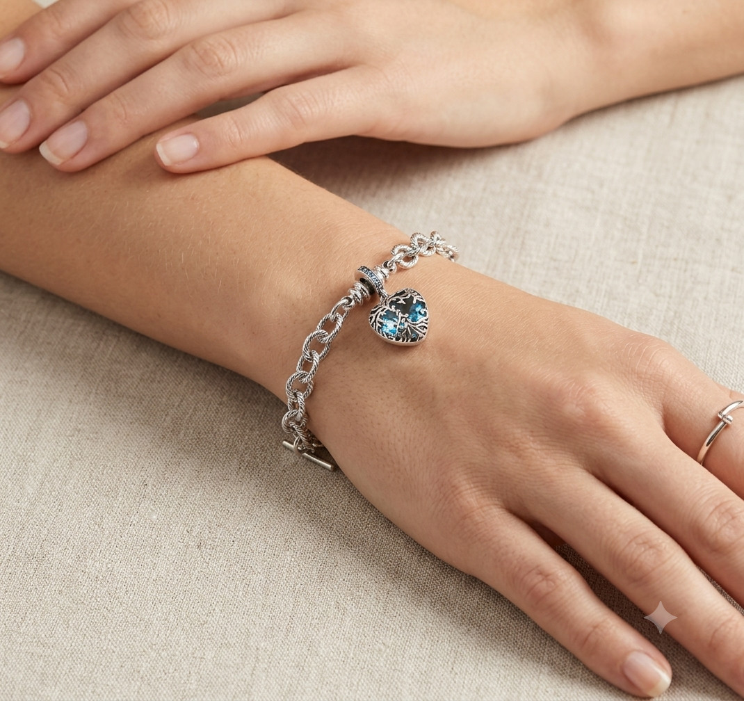 Textured Chain Bracelet for European Charms, Dangles & Lockets