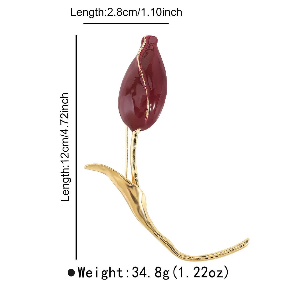 Luxury Zinc Alloy Metal Tulip Flower Bud Brooch Pin for Women