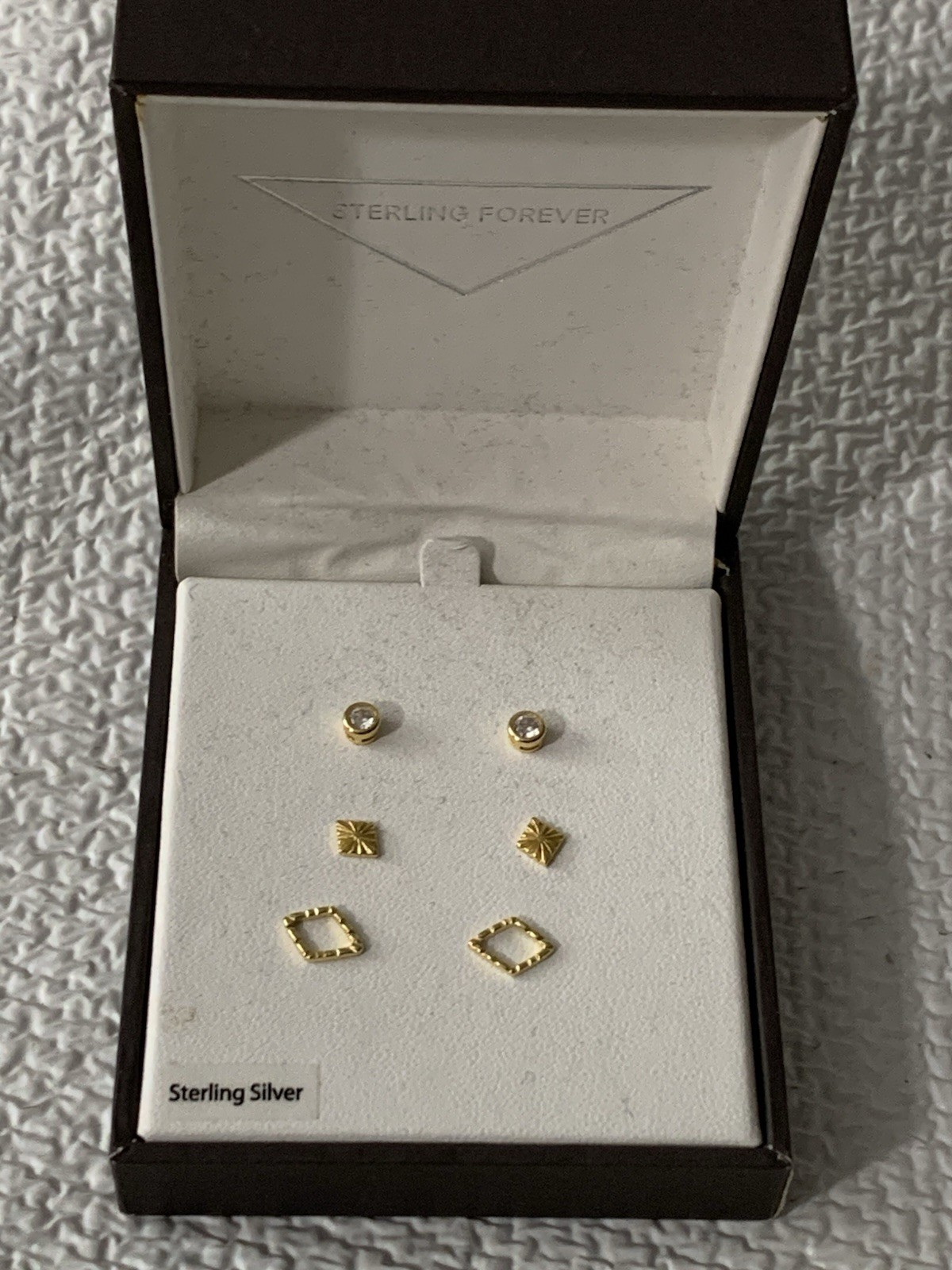 Sterling Forever 3pc Goldtone Stud Earrings Boxed NEW