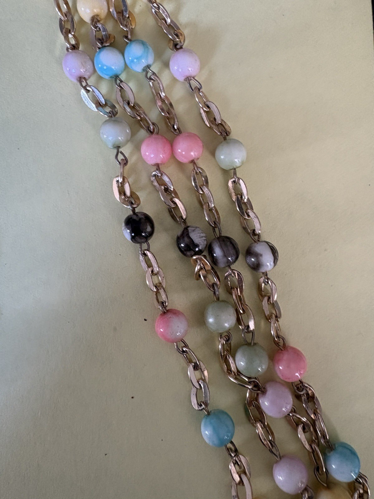 Multicolor Beaded Layered Glass Necklace Chain Fashion Statement