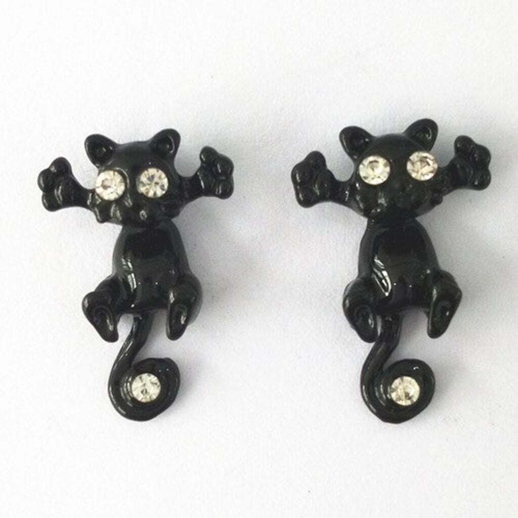Black Cat Stud Earrings Black Earrings For Women