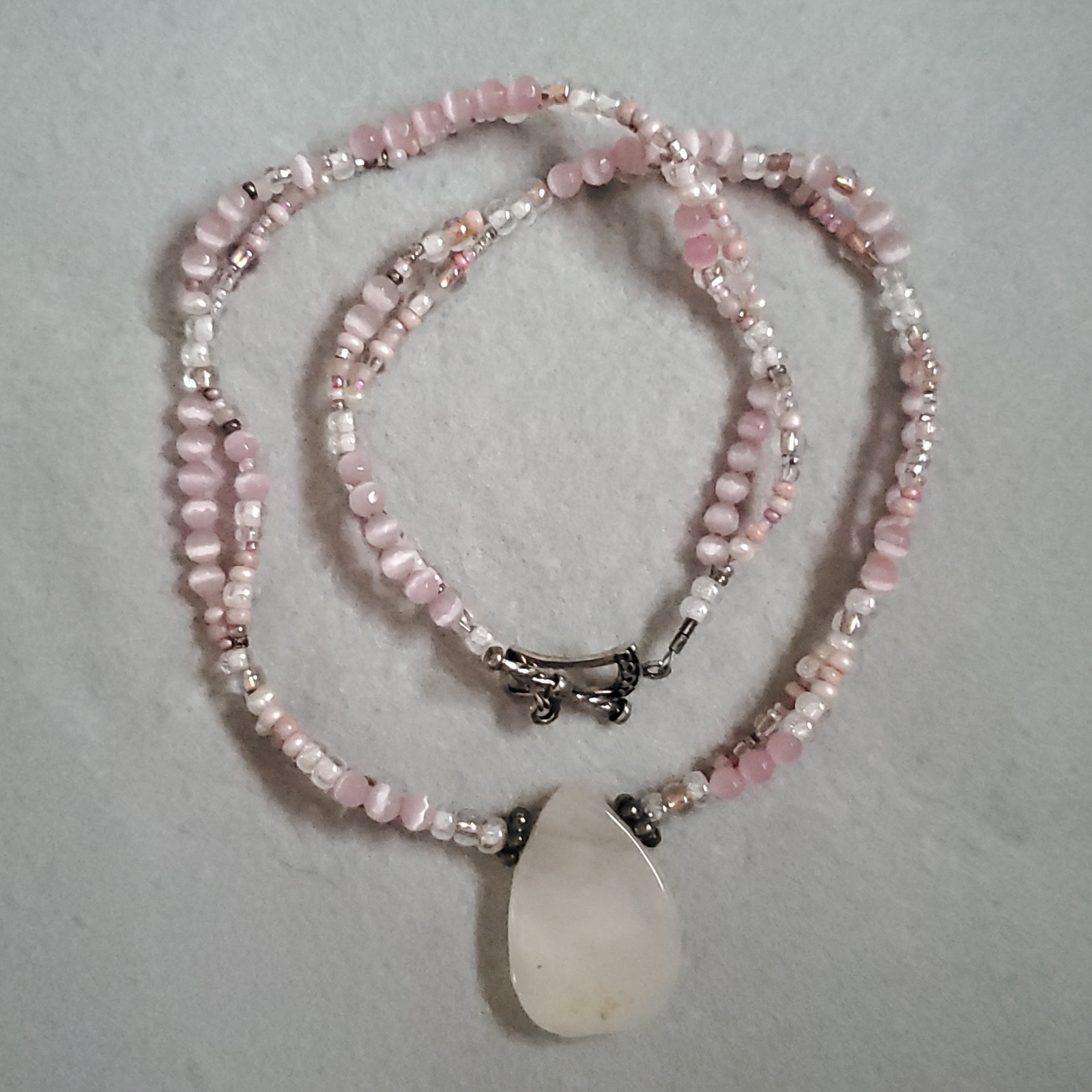 Beaded Necklace Lot of 5 Pink Brown Cream MOP Glass Sterling 15-18.5″