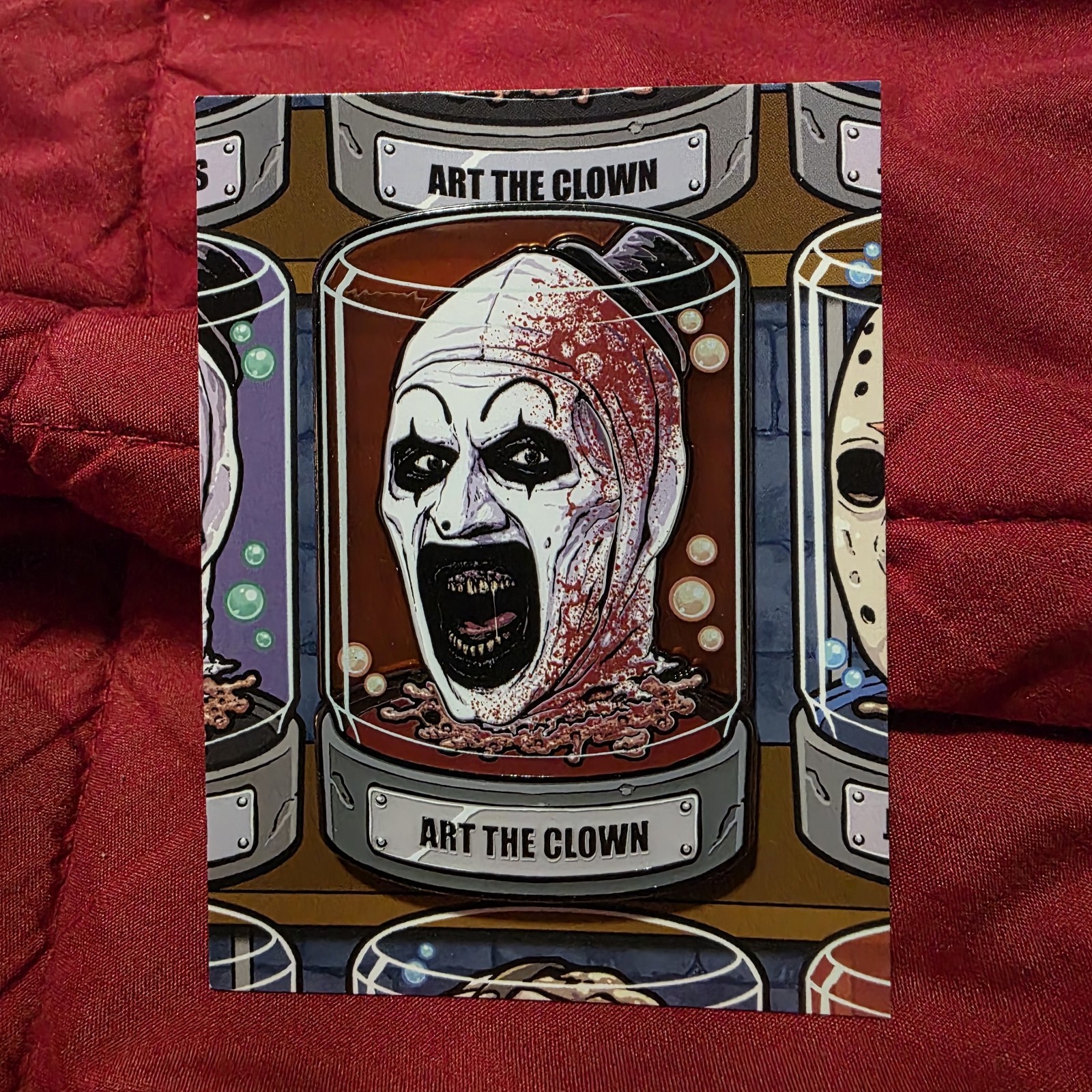 Terrifier Art The CLOWN Stained Glass ENAMEL PIN Horror Heads Glass jar