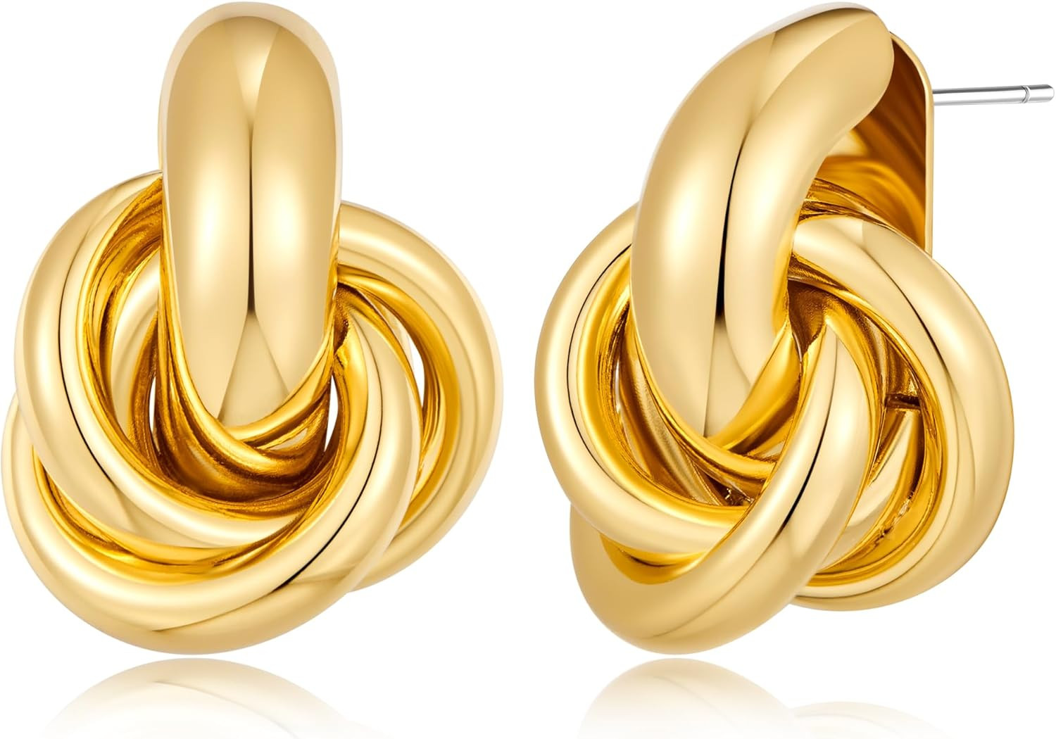 Gold Geometric Drop Dangle Earrings for Women Chunky Trendy Knot Stud Small Twis