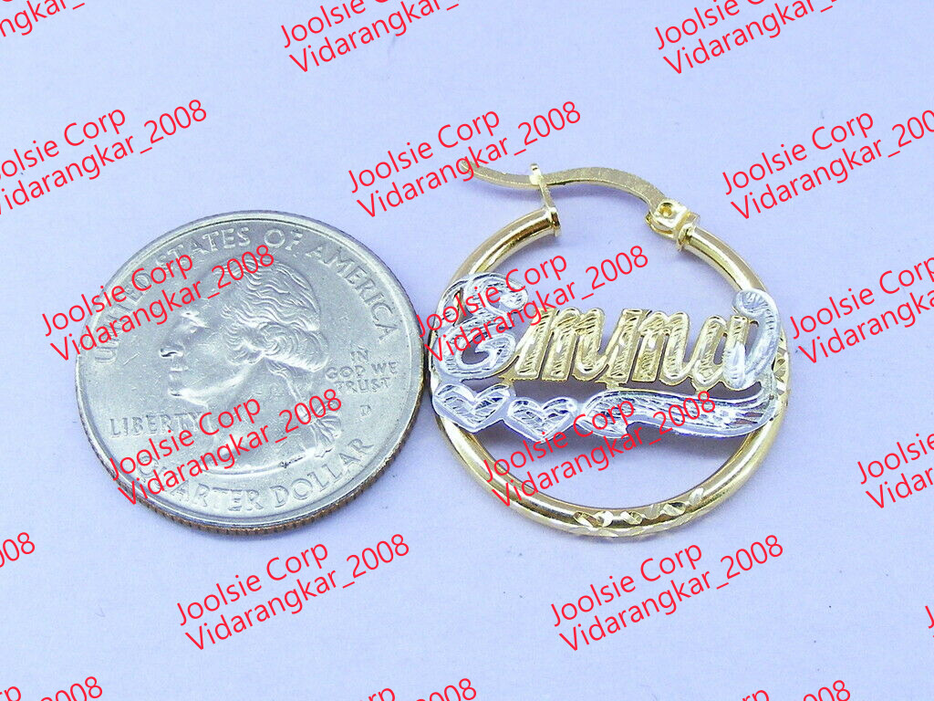 PERSONALIZED 14K gold plated 1″ BABY ROUND HOOP NAME EARRINGS * ANY ANME