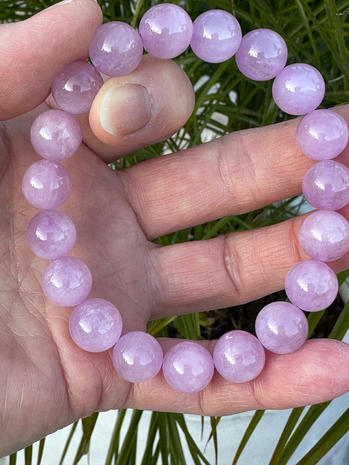 AAA+ Kunzite Bracelet, Round Pink Gemstone Beads, Healing Crystal Jewelry