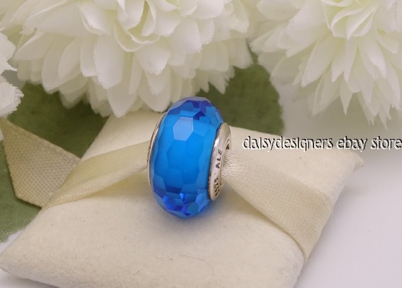 Authentic Pandora Fascinating Aqua Murano Glass Charm 791607 Retired C