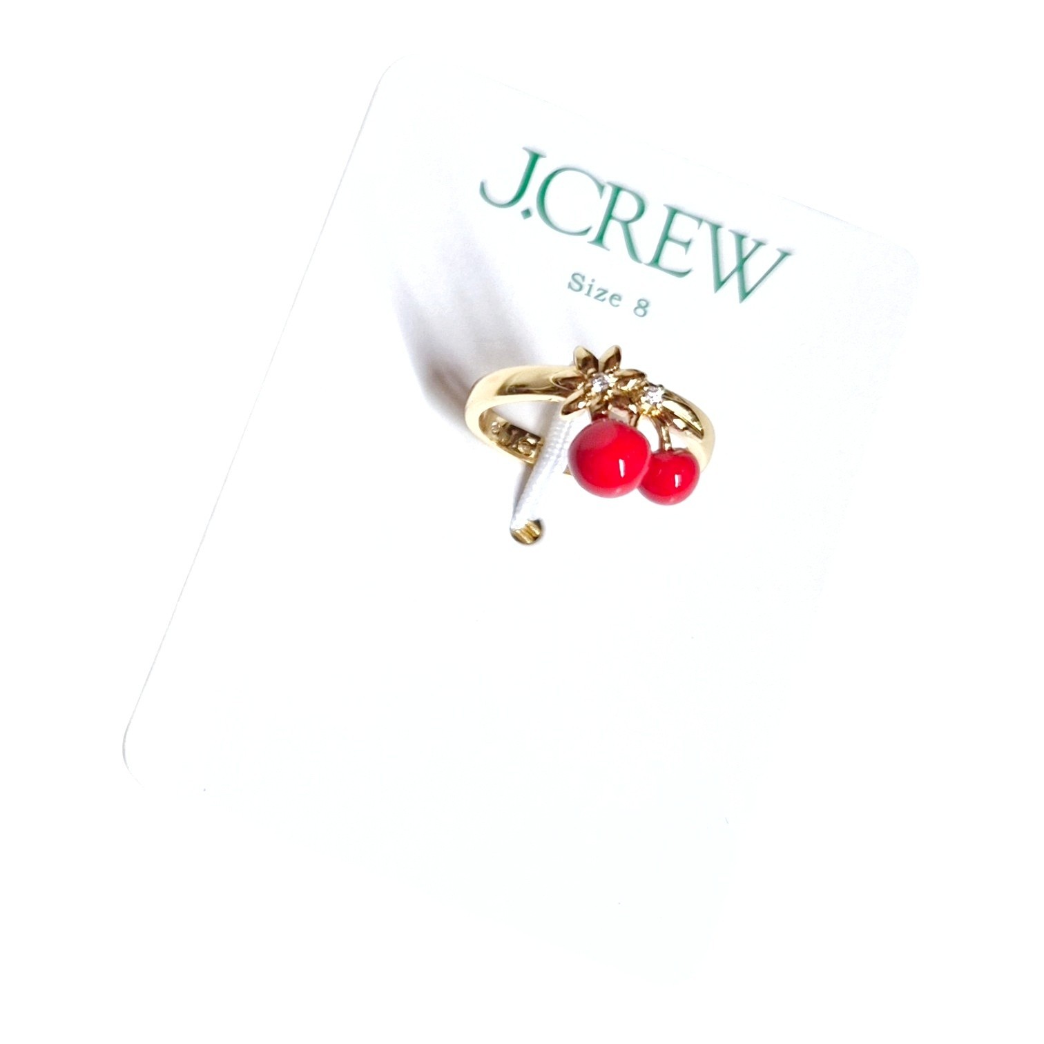 J.Crew Cherry Charm Ring Size 8 Crimson Cinders Red Brass Multi-Color CQ990 New