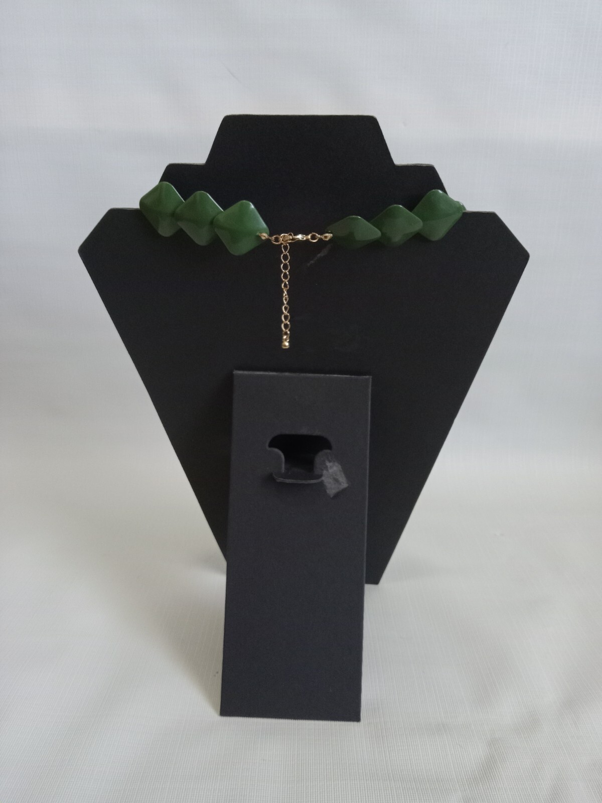 Green Square Beaded Lightweight Mid Century Modern Art Deco Statement Necklace