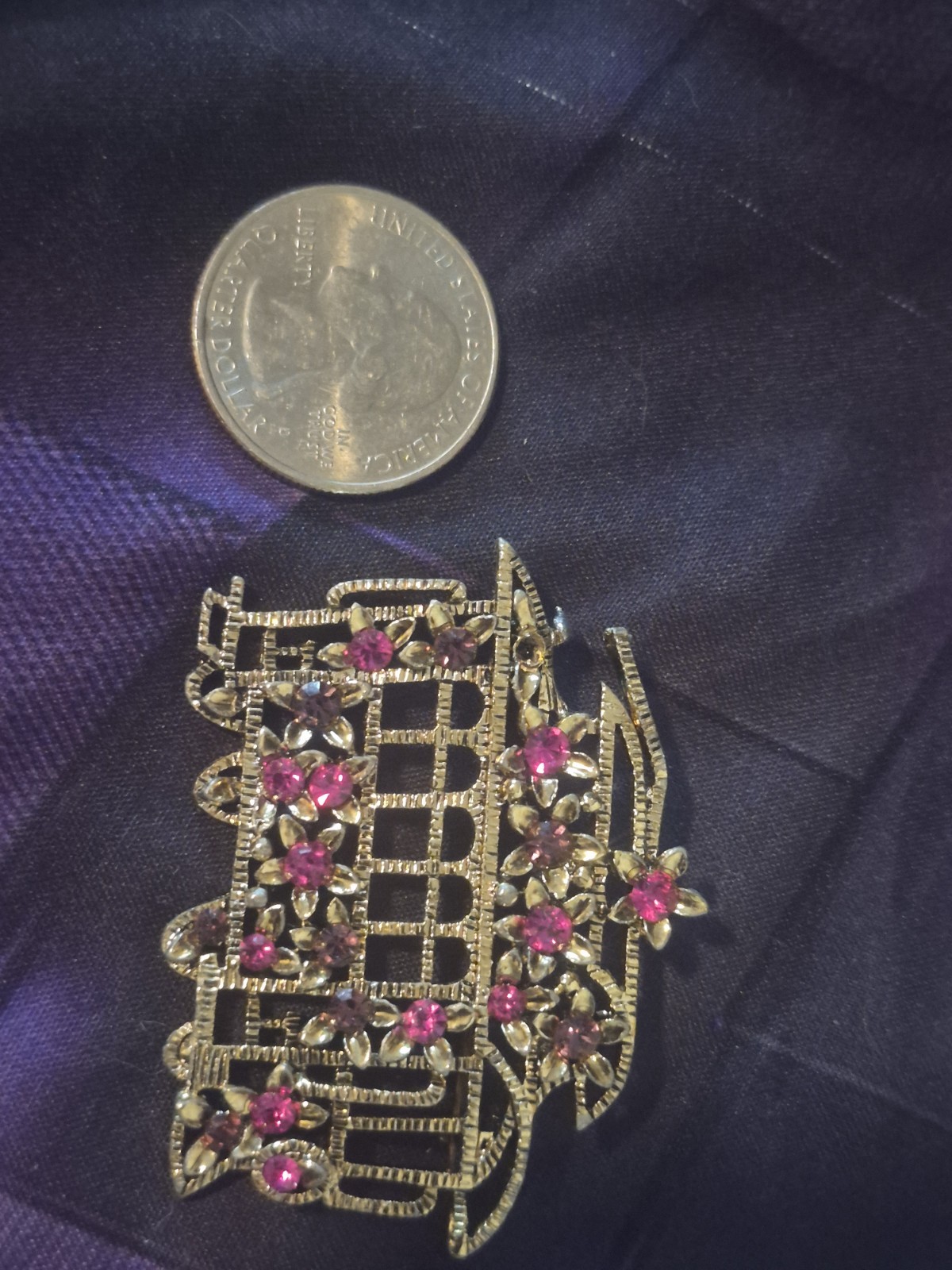 Gold Tone Trolley Brooch Pink Rhinestone Flower Accents Transportation Theme