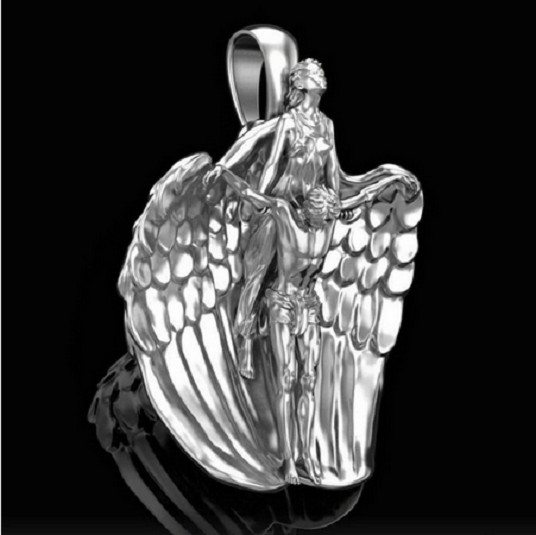 RELIGIOUS CHRISTIAN JESUS ANGEL WING FAITH PROTECT pendant 20″ 925 Silver chain