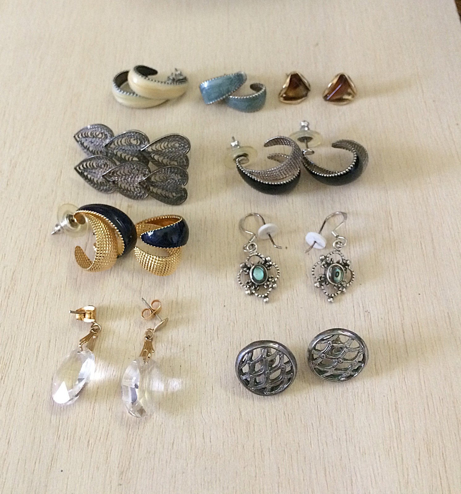 9 Pairs Vintage Costume Earrings Mixed Lot