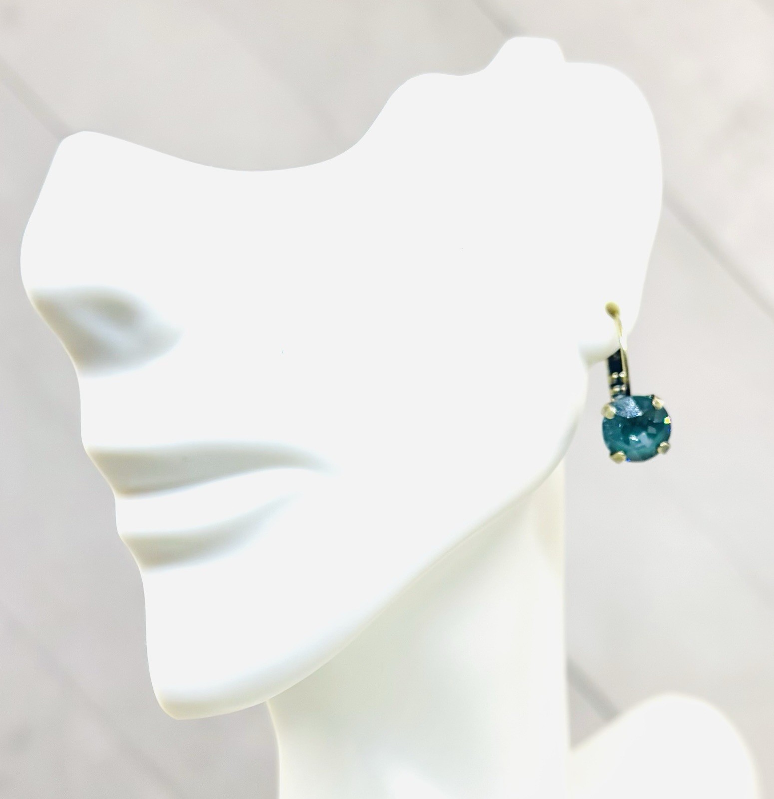 8mm Antique Brass Plated Pine Green Ignite Crystal Cup Chain Earrings