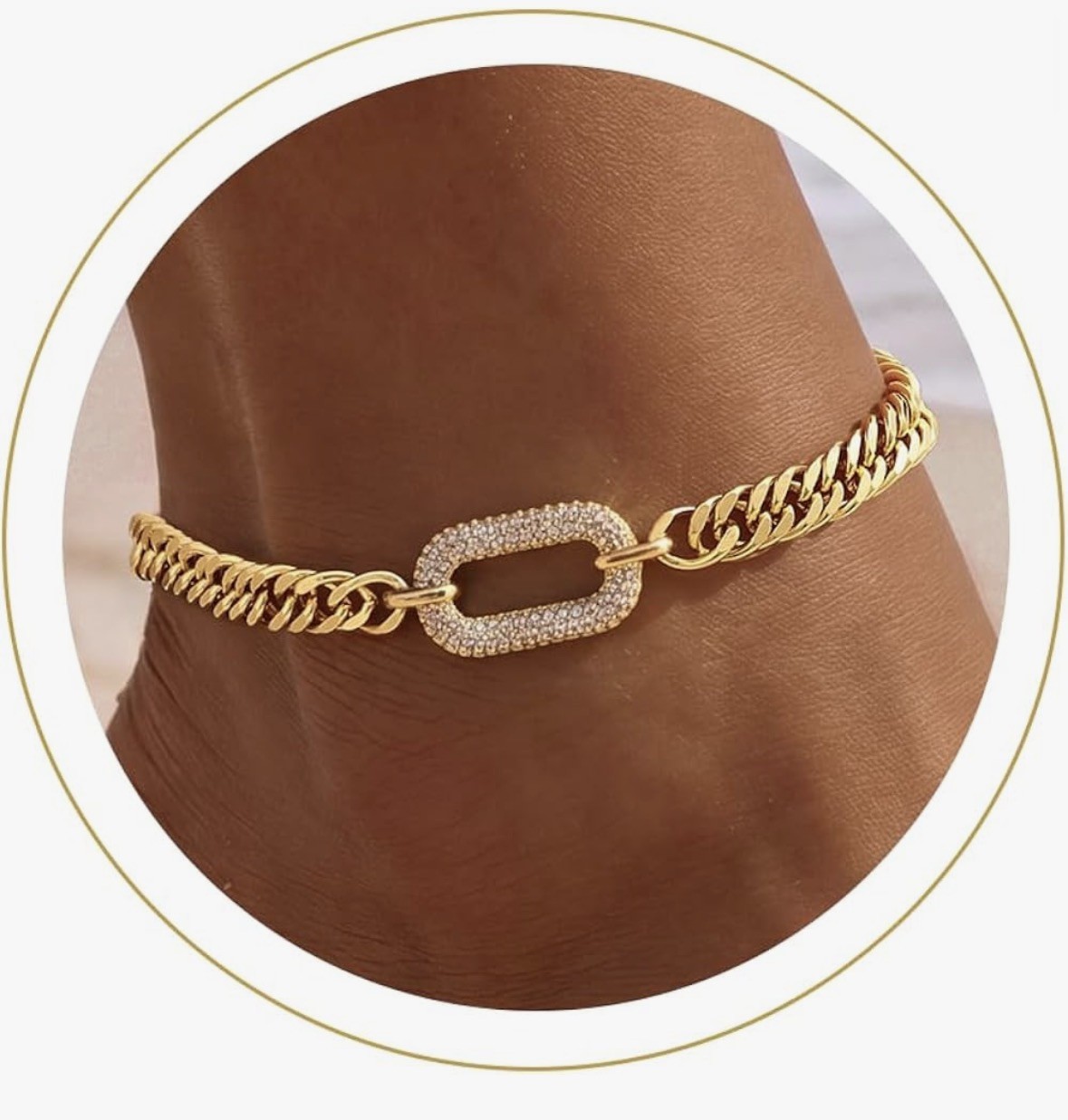 Gold Ankle Bracelets for Women Waterproof Trendy 14K Gold Plated Anklets for…