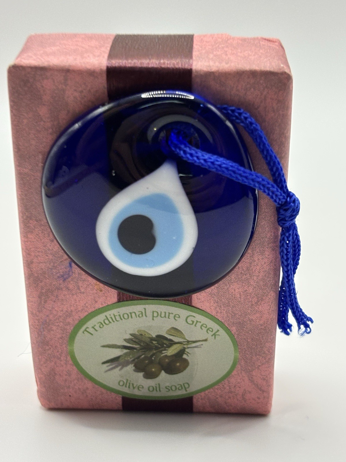 2” Turkish Cobalt Blue Evil Eye Nazar Amulet Lucky Protection Attached To Soapx2