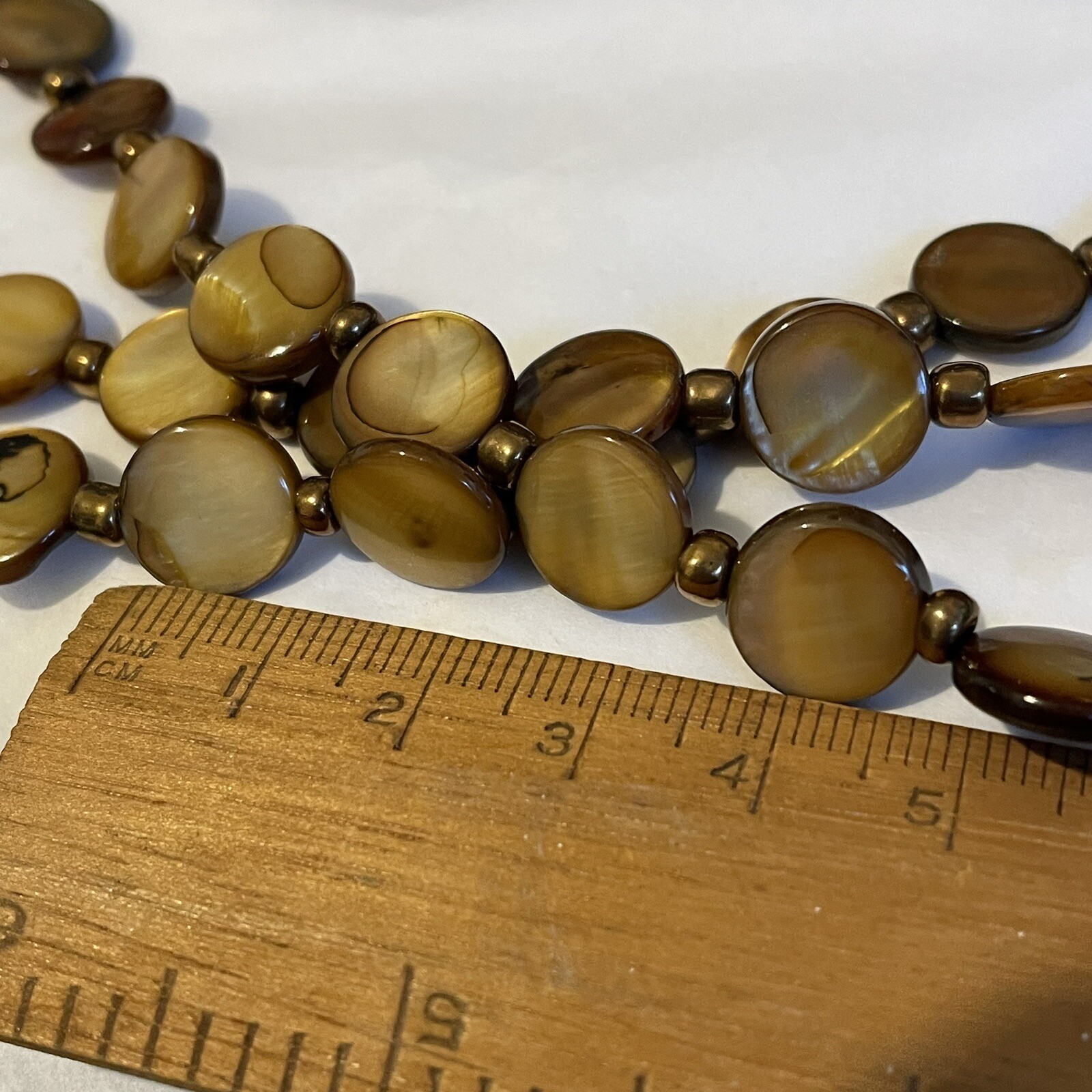 Brown Multi strand Necklace Shell Beads Toggle Fastening Neutral Fashion Casual