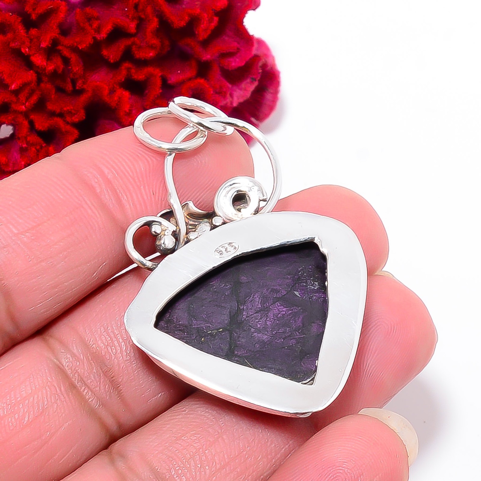 Purpurite – Faires Tin Mine & Iolite 925 Sterling Silver Pendant 2.00″ P99746