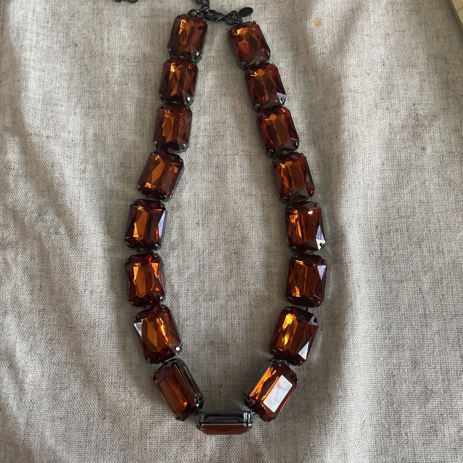 Joan Rivers Large Orange Gemstone 18” Necklace With Lobster Clasp 7318