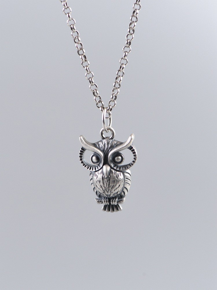 S925 Silver, Vintage Wise Owl Pendant, Wisdom Knowledge Charm, Gift for Her