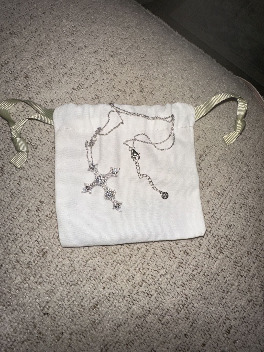 Crislu Pavé Cluster Cubic Zirconia Cross Pendant Necklace