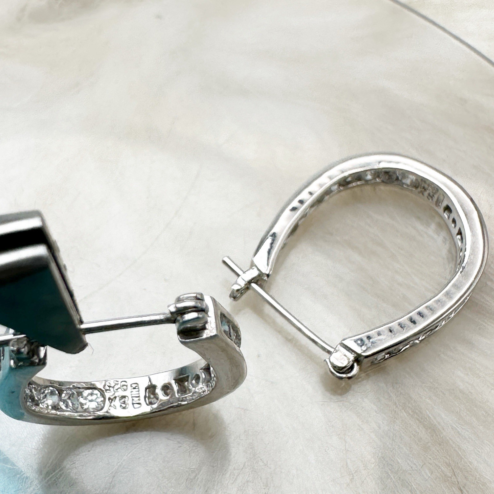 Sterling Silver CZ Cubic Zirconia 925 Channel Set 1″ Hoop Earrings