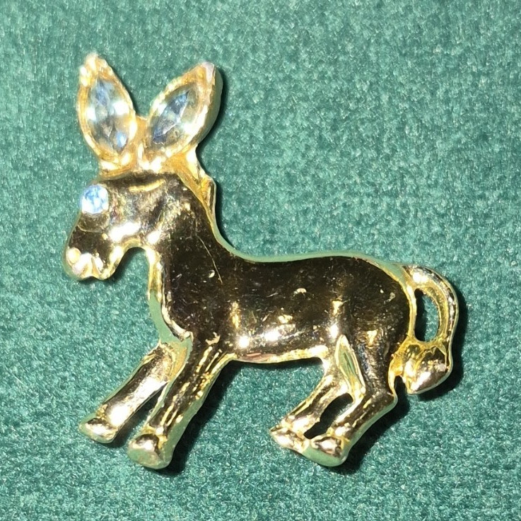 Vintage Donkey Rhinestone Eyes And Ears Brooch Pins Crown Trifari, Coro, Ciner