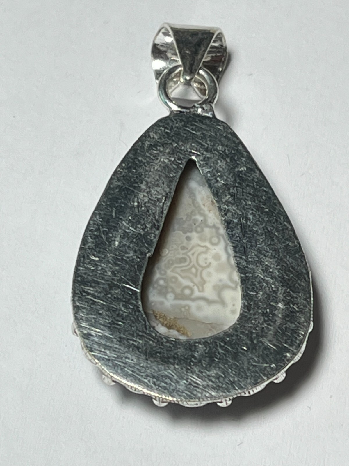Handmade Natural Ocean Jasper Gemstone 925 Sterling Silver Pendant 1 3/4″, 4.5cm