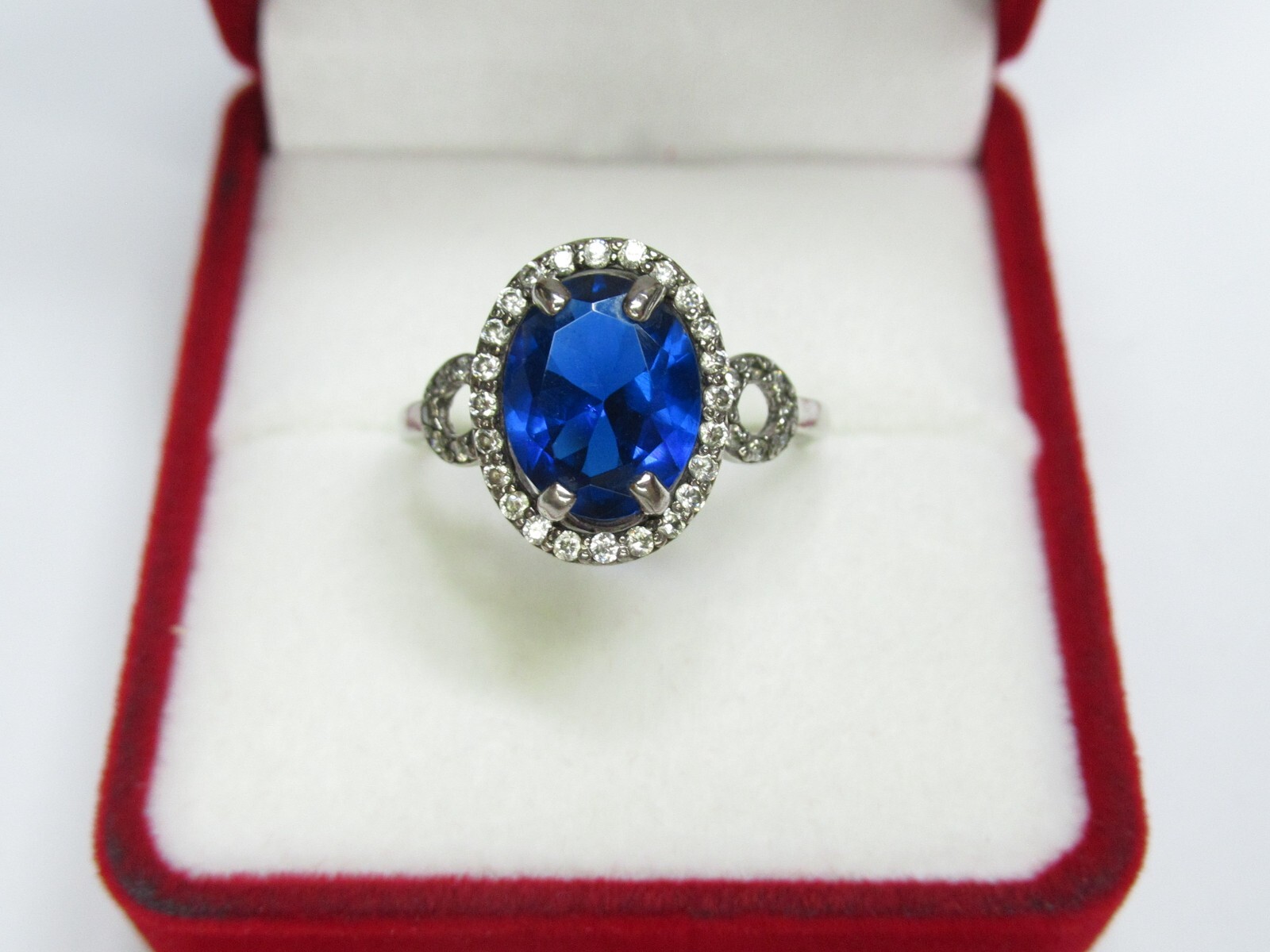 Women’s 925 sterling silver ring, sapphire, cubic zirconia, 2,1 gr, size 8,5