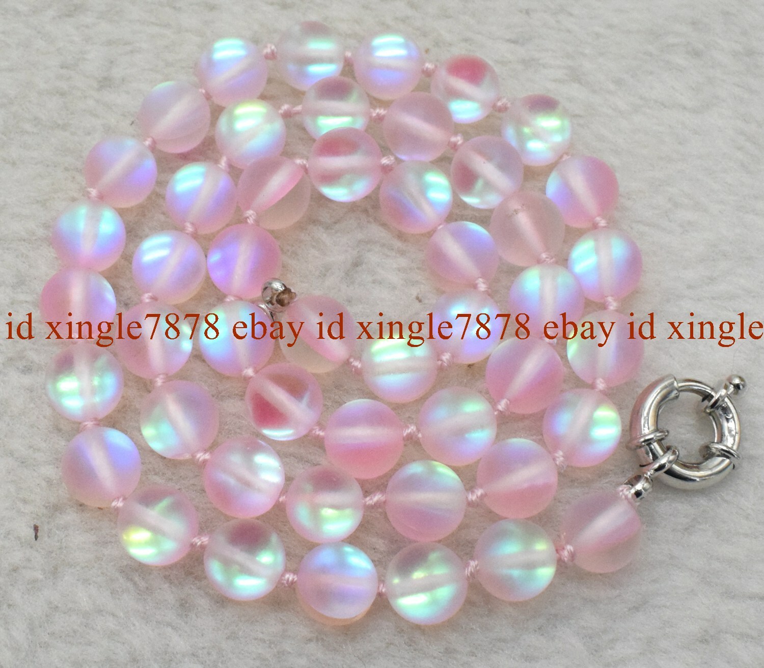 Natural 10mm Pink Gleamy Moonstone Round Gemstone Beads Necklace 16-28″ AAA+